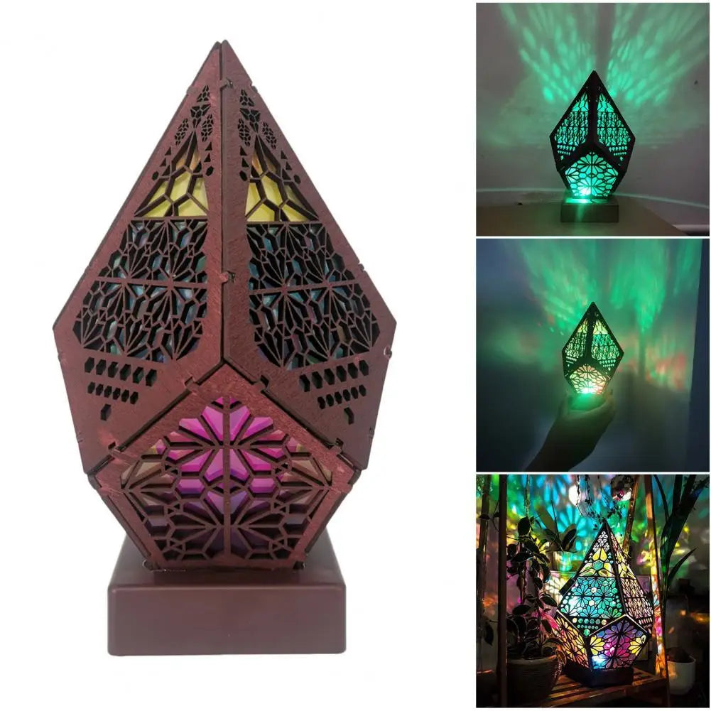 Earthly Ello Small Bohemian Starry Projection Wooden Lamp