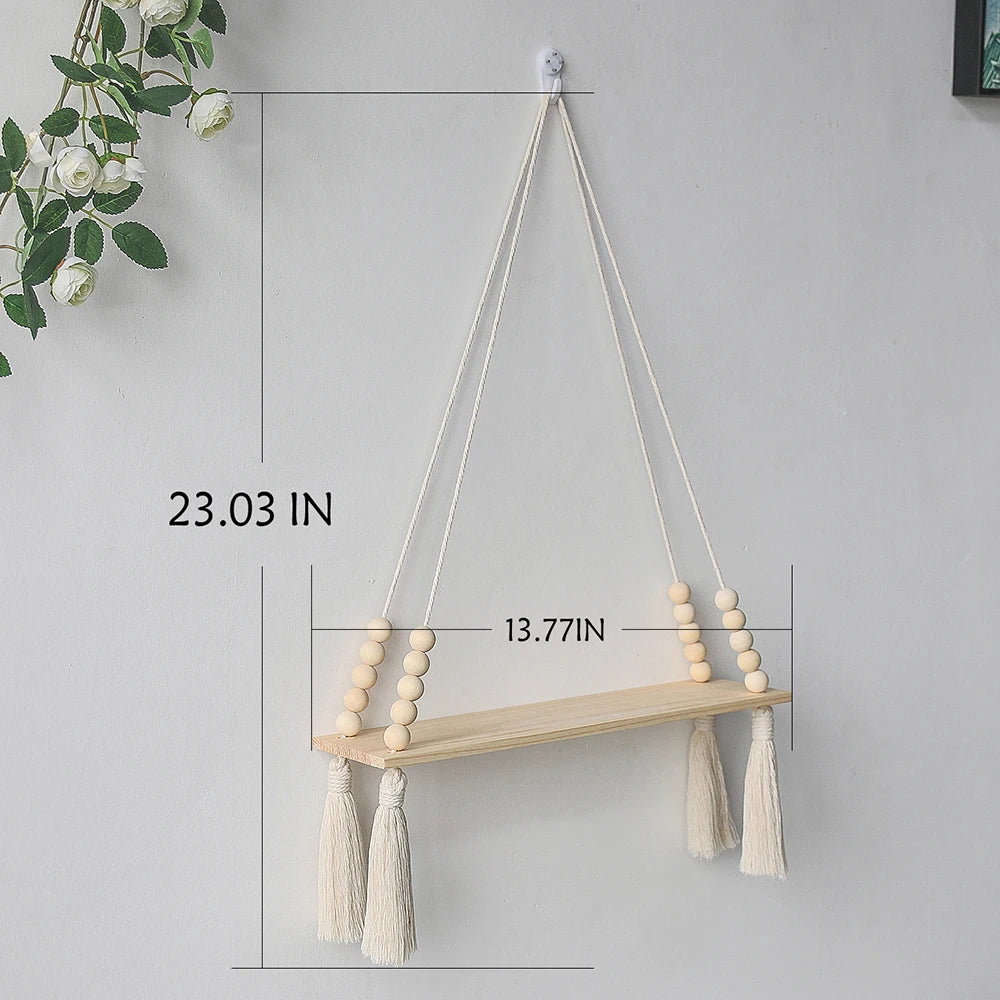 Earthly Ello Boho Macrame Wall Hanging Shelf