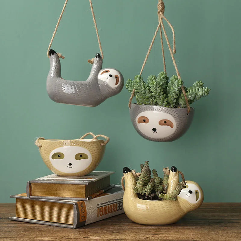 Earthly Ello Ceramic Hanging Animal Plant Pot - 1PC