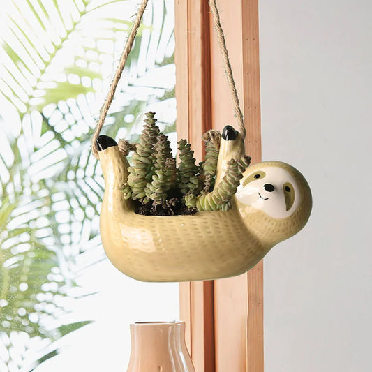 Earthly Ello Ceramic Hanging Animal Plant Pot - 1PC