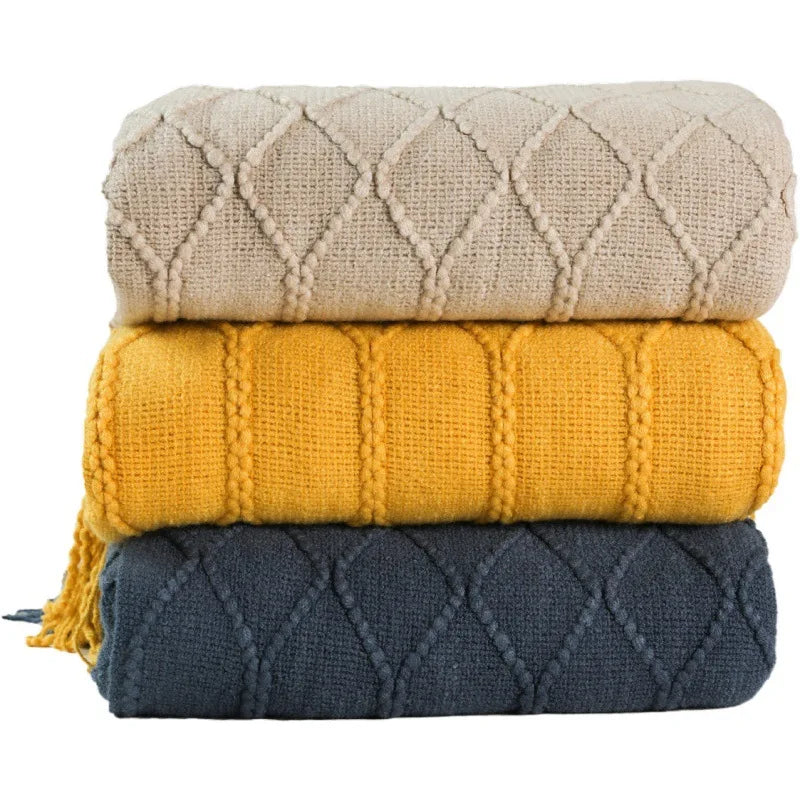 Earthly Ello Boho Waffle Knitted Blanket