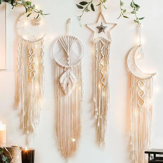 Earthly Ello Boho Macrame Dream Catcher Hanging Wall Tapestry