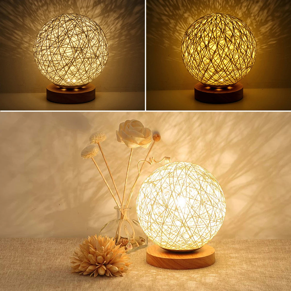 Earthly Ello LED Rattan Ball USB Night Light