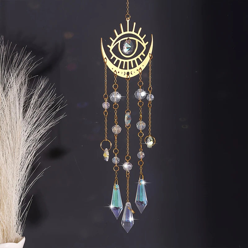 Earthly Ello Evil Eye Golden Flame Moon Crystal Sun Catcher