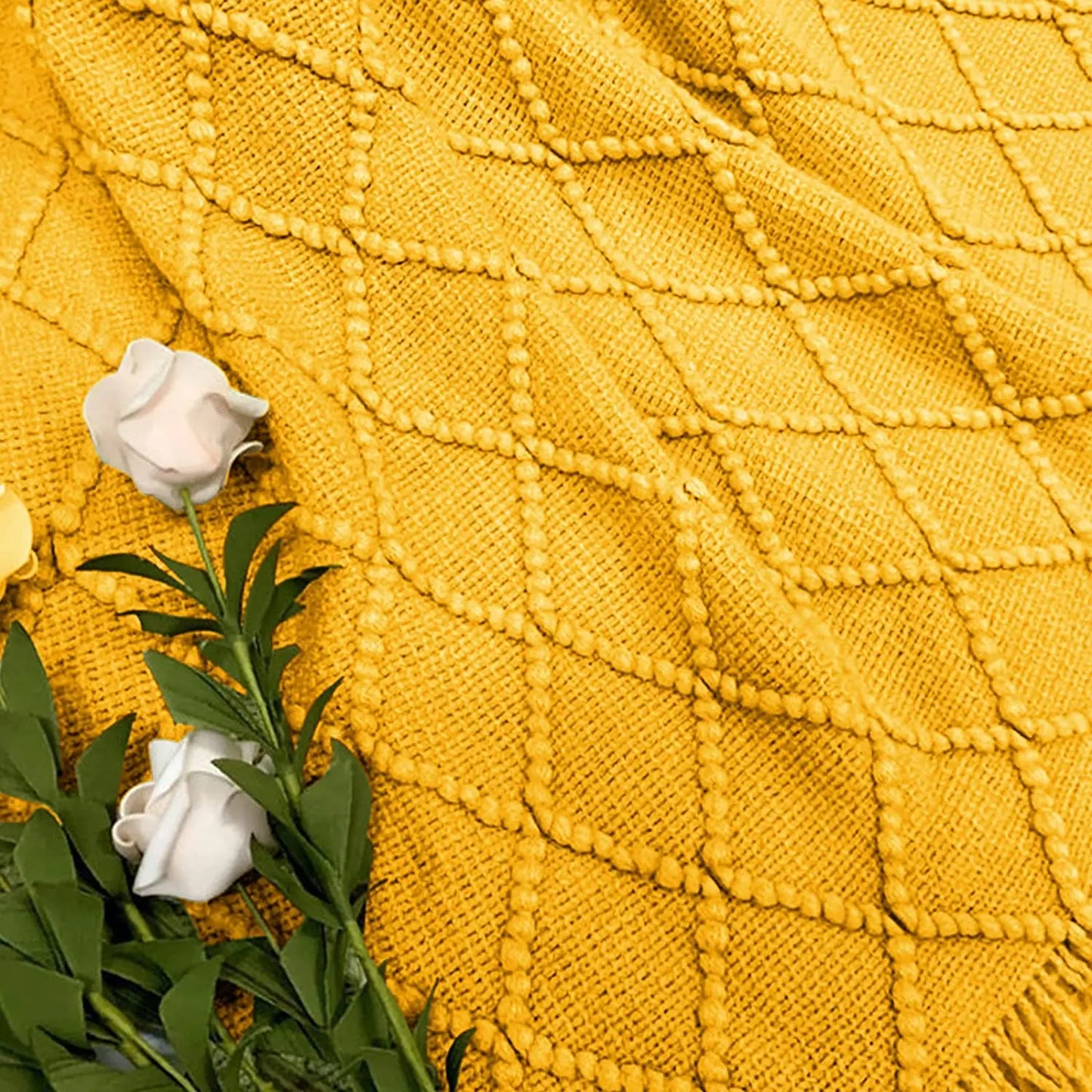 Earthly Ello Boho Waffle Knitted Blanket