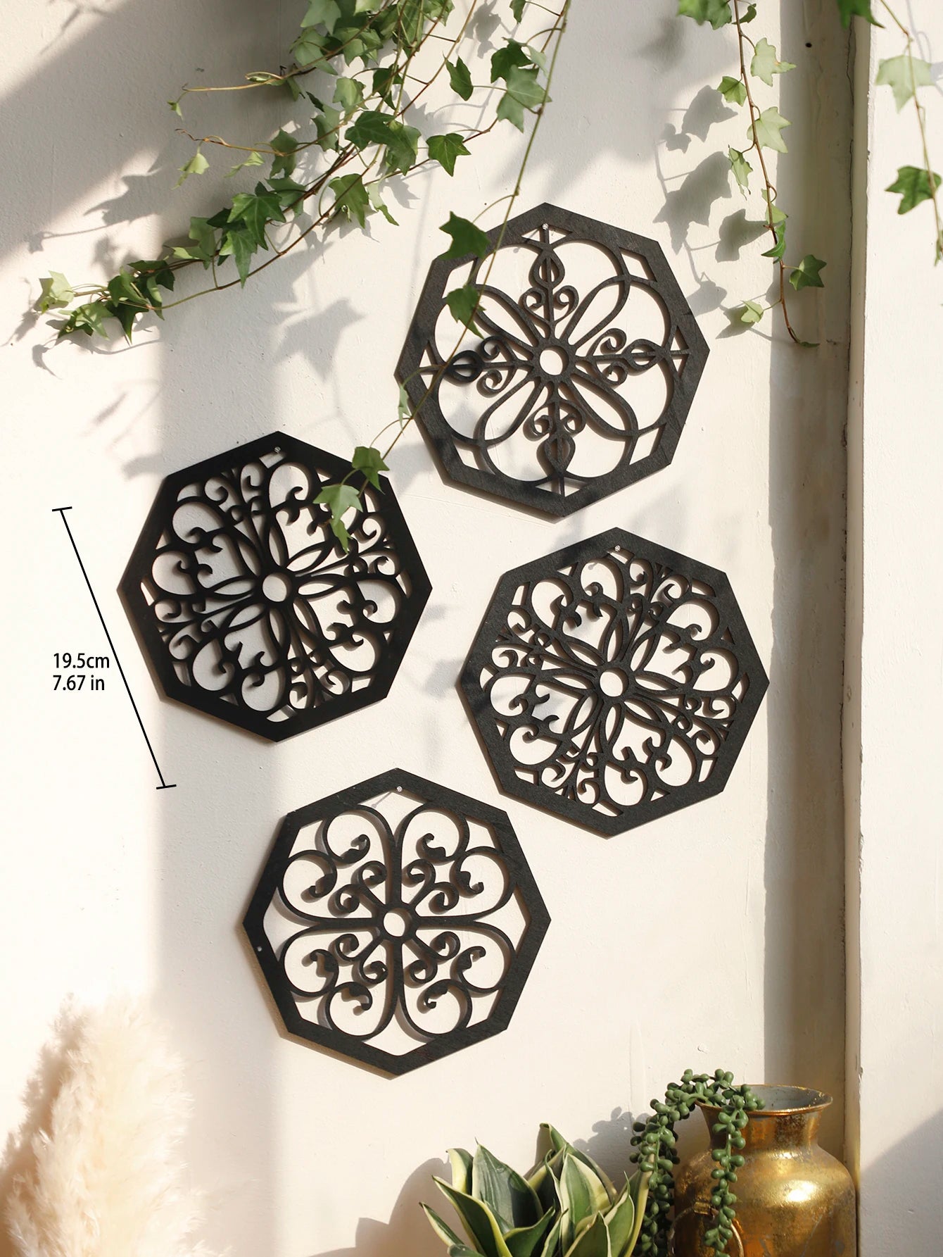 Earthly Ello Boho Wooden Wall Decor - 4Pcs