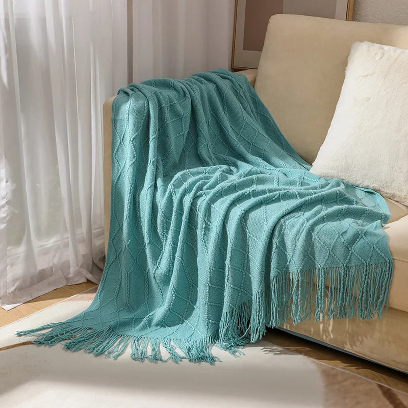 Earthly Ello Boho Waffle Knitted Blanket