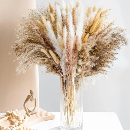 Earthly Ello Natural Dried Pampas Floral Bouquet Boho Decor Arrangement