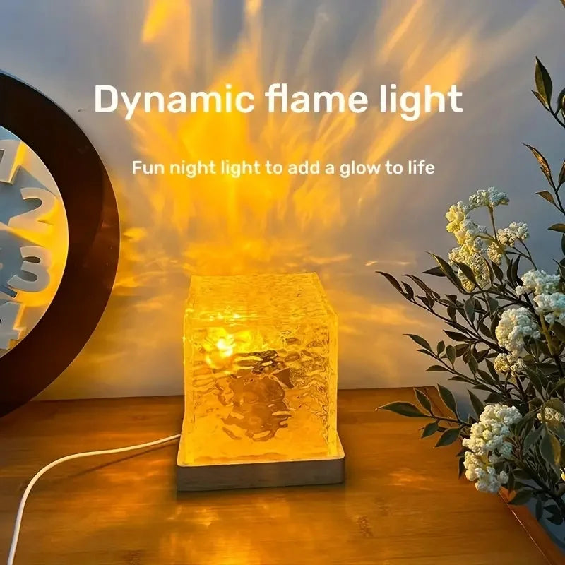 Earthly Ello Crystal Lamp & Dynamic Rotating Water Ripple Projector Night Light - 16 Colors