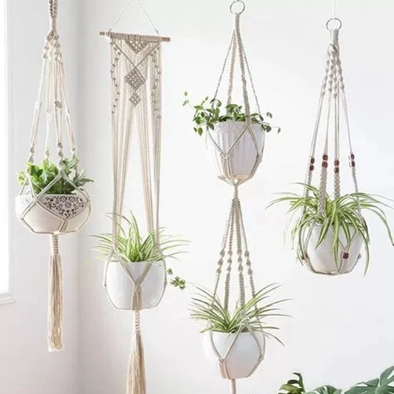 Earthly Ello Handmade Macrame Hanging Plant Pot Holder