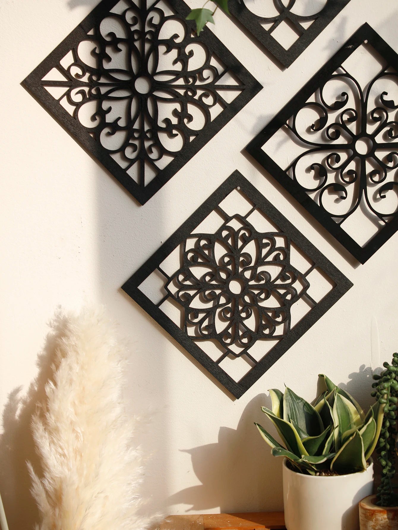 Earthly Ello Boho Wooden Wall Decor - 4Pcs