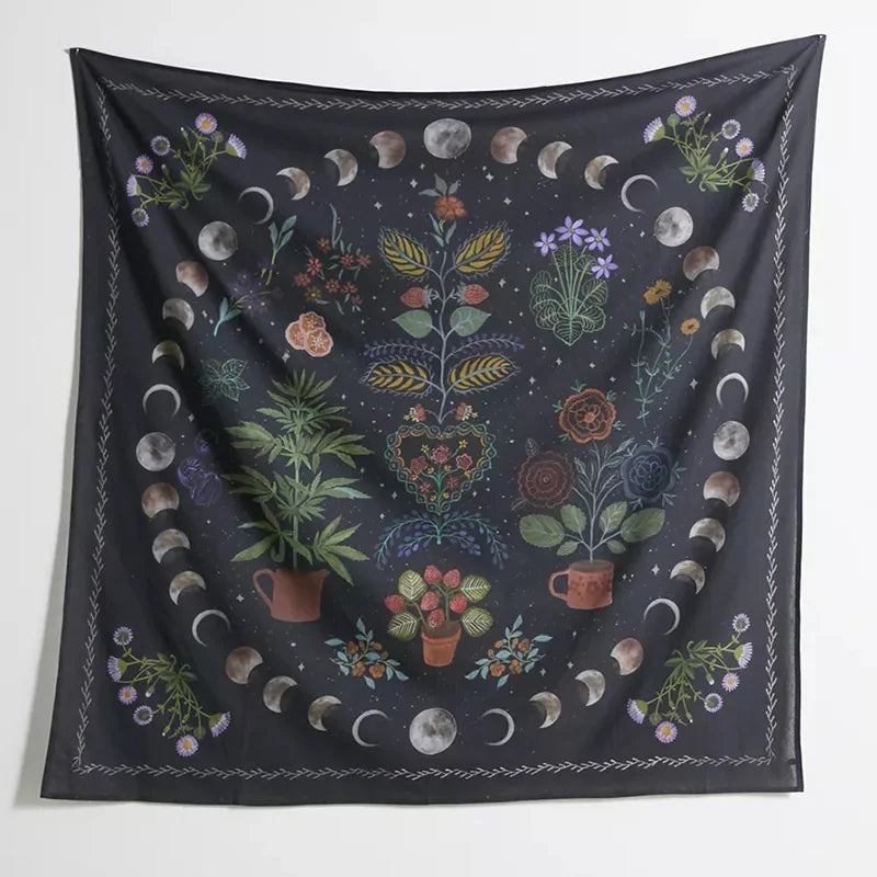 Earthly Ello Hippie Moon Phase Wall Tapestry