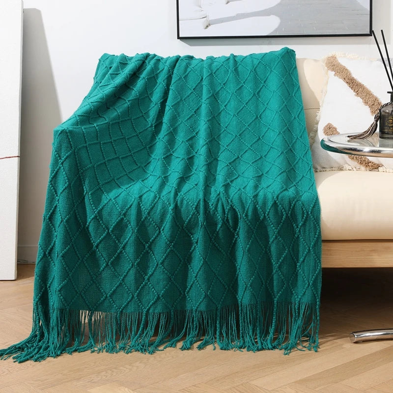 Earthly Ello Boho Waffle Knitted Blanket