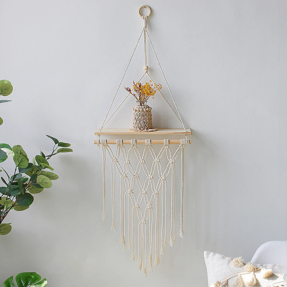 Earthly Ello Boho Macrame Wall Hanging Shelf