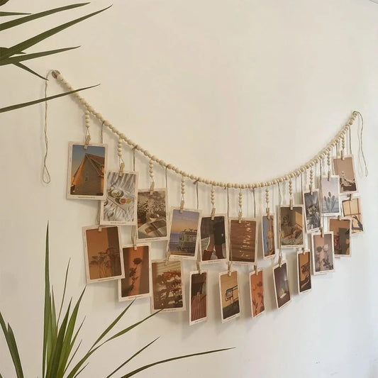 Earthly Ello Boho Photo Display Macrame Hanging Wall Tapestry