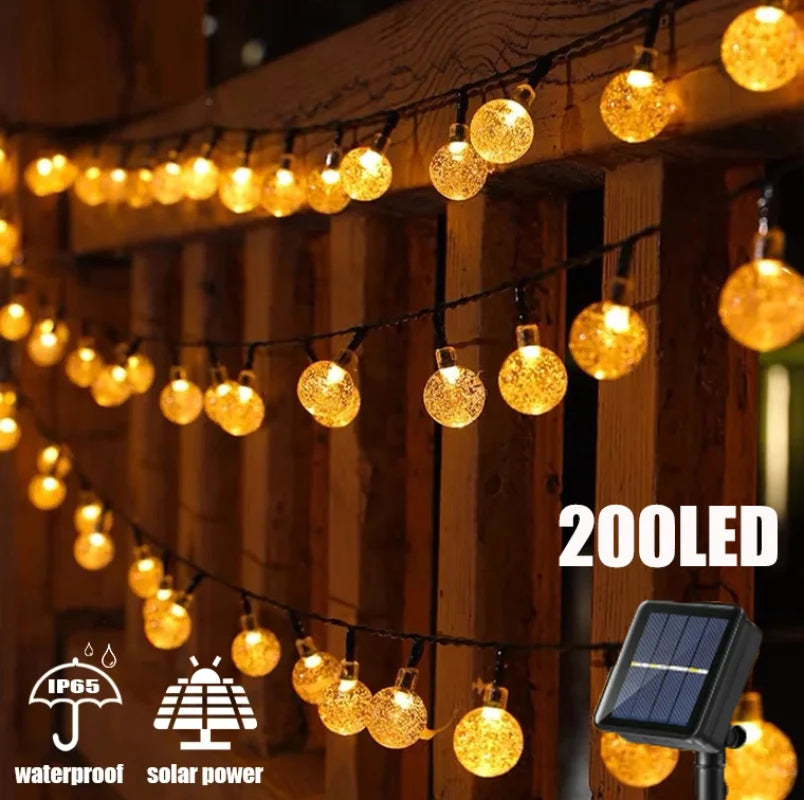 Earthly Ello Solar String Lights Outdoor 200 Led Crystal Globe Lights Waterproof Solar Fairy Lights