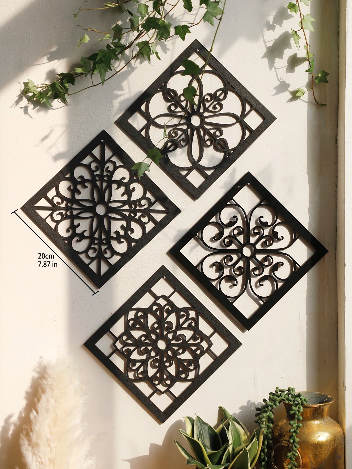 Earthly Ello Boho Wooden Wall Decor - 4Pcs