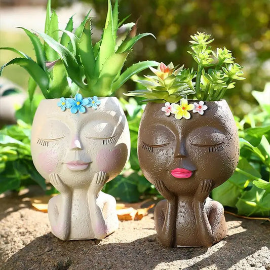 Earthly Ello Lovely Face Planter for Indoor and Outdoor Plants