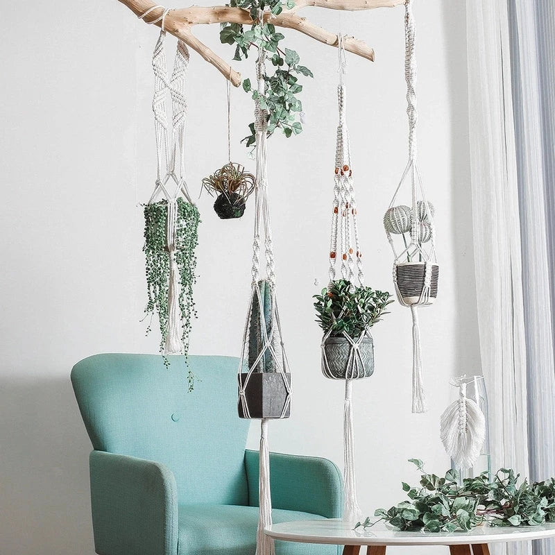 Earthly Ello Handmade Macrame Hanging Plant Pot Holder