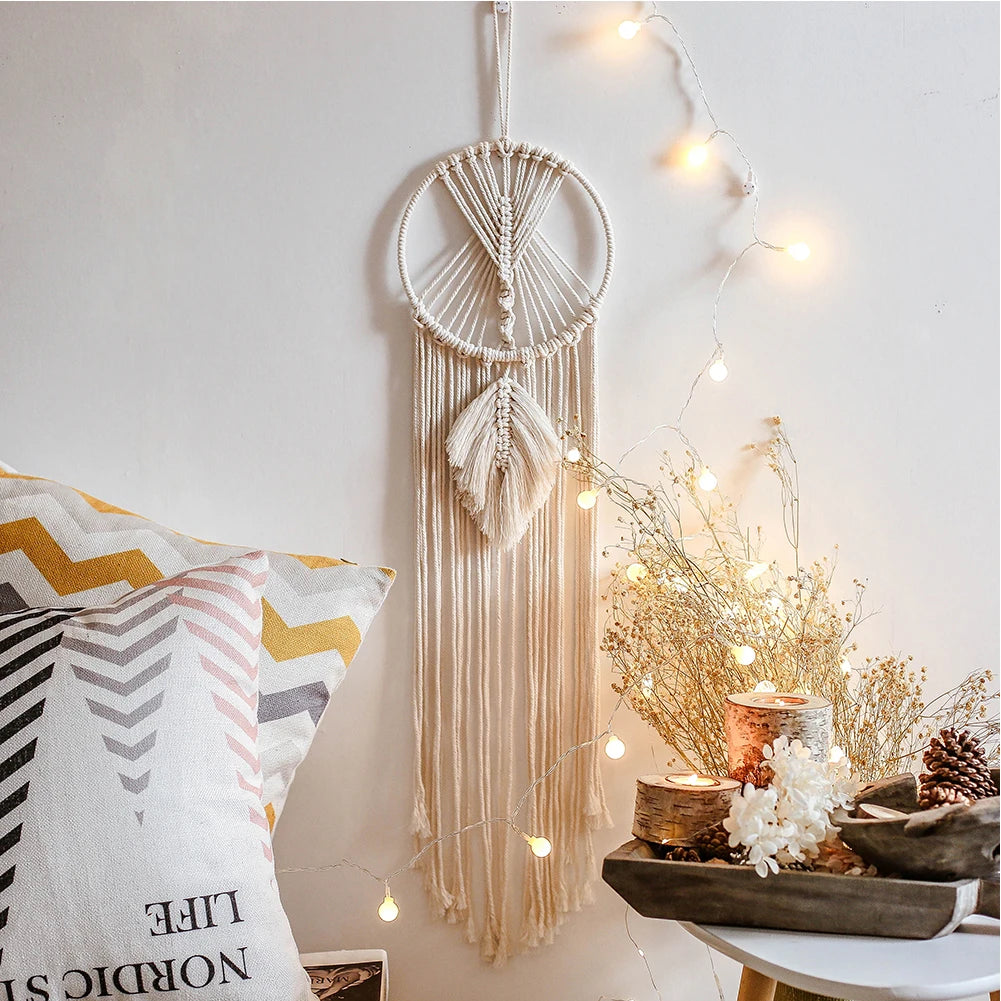 Earthly Ello Boho Macrame Dream Catcher Hanging Wall Tapestry