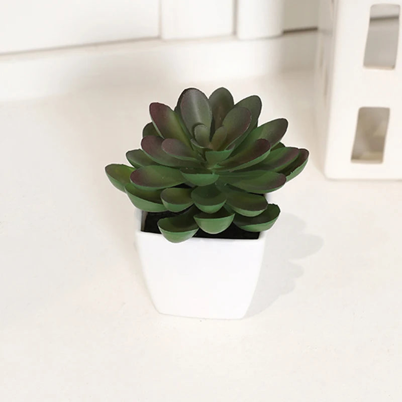 Earthly Ello 6PCS Mini Artificial Succulent Potted Plants Decor