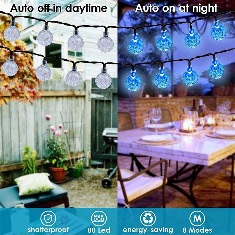 Earthly Ello Solar String Lights Outdoor 200 Led Crystal Globe Lights Waterproof Solar Fairy Lights