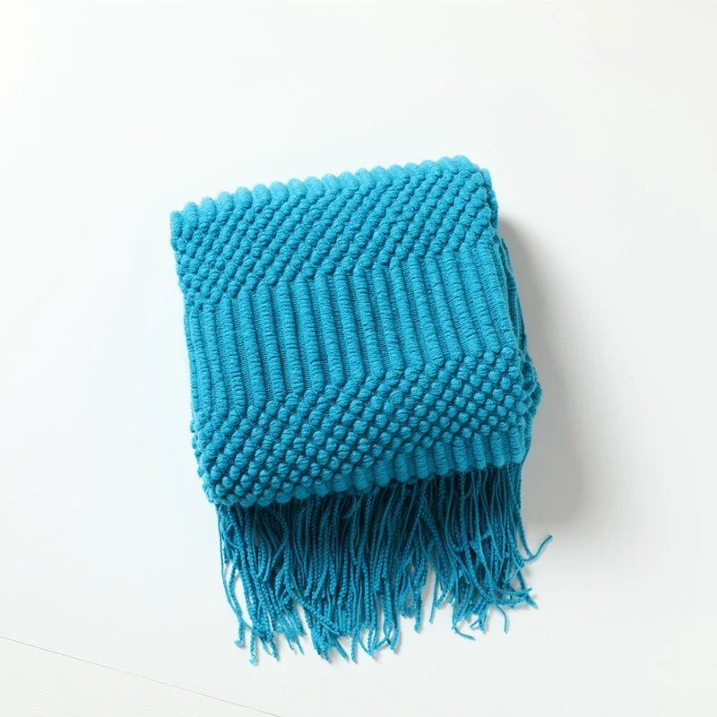 Earthly Ello Boho Waffle Knitted Blanket