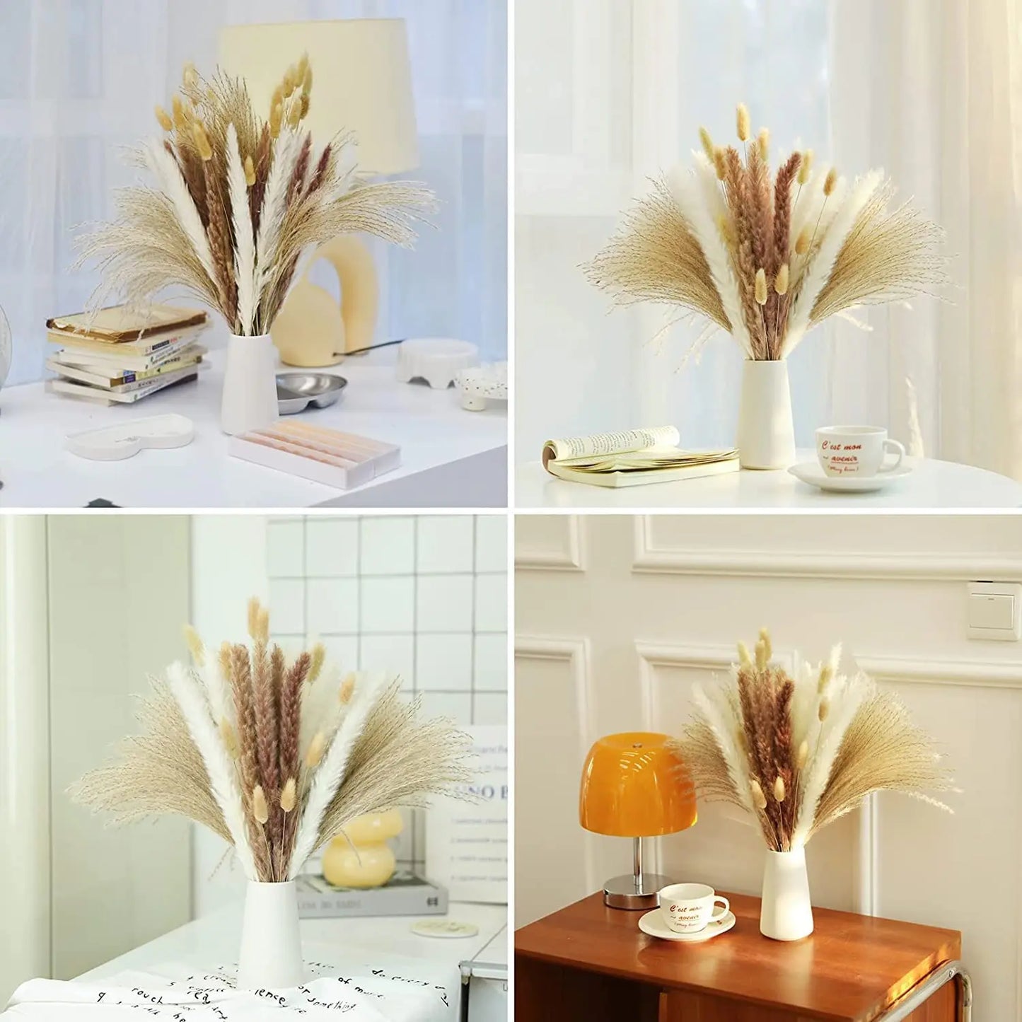 Earthly Ello Natural Dried Tall Pampas Set 30-100Pcs Bouquet Boho Decor