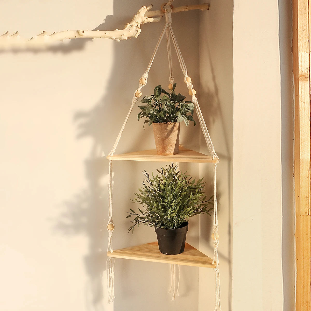 Earthly Ello Boho Macrame Wall Hanging Shelf