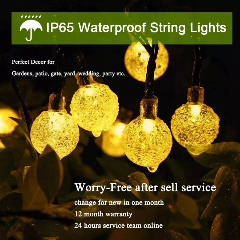 Earthly Ello Solar String Lights Outdoor 200 Led Crystal Globe Lights Waterproof Solar Fairy Lights