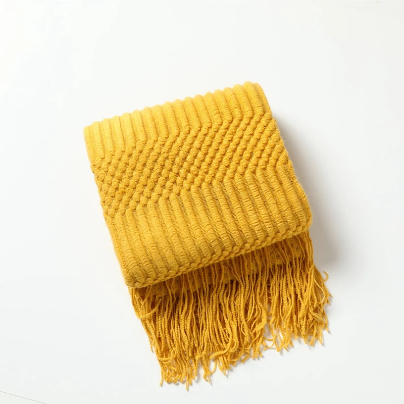 Earthly Ello Boho Waffle Knitted Blanket