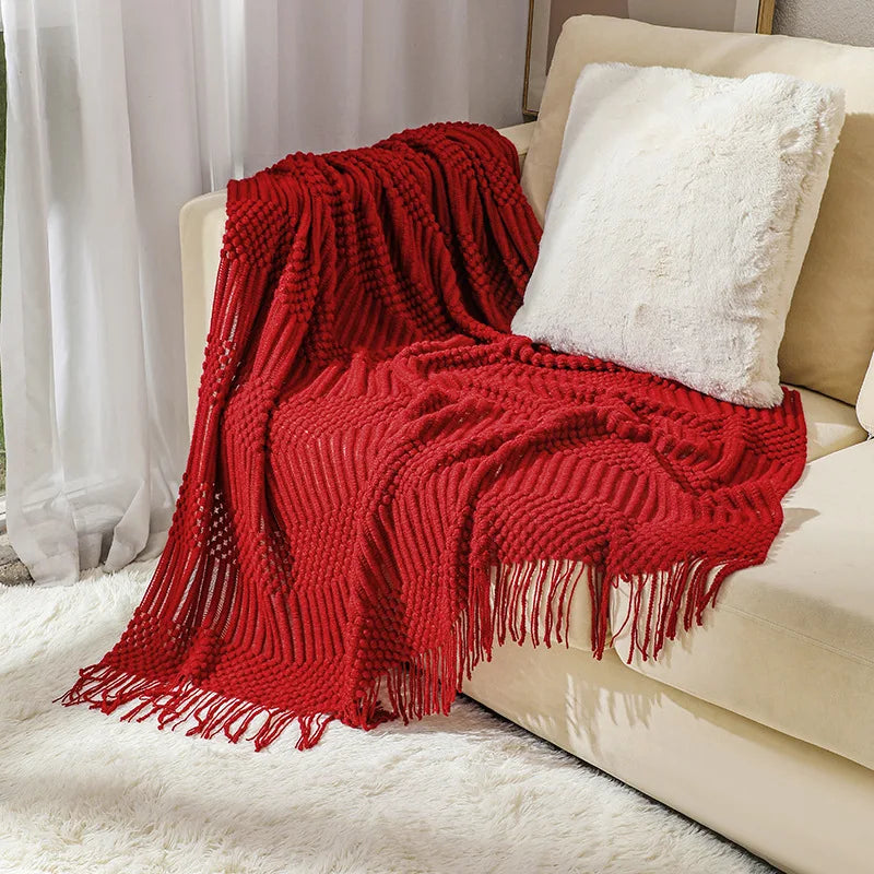 Earthly Ello Boho Waffle Knitted Blanket