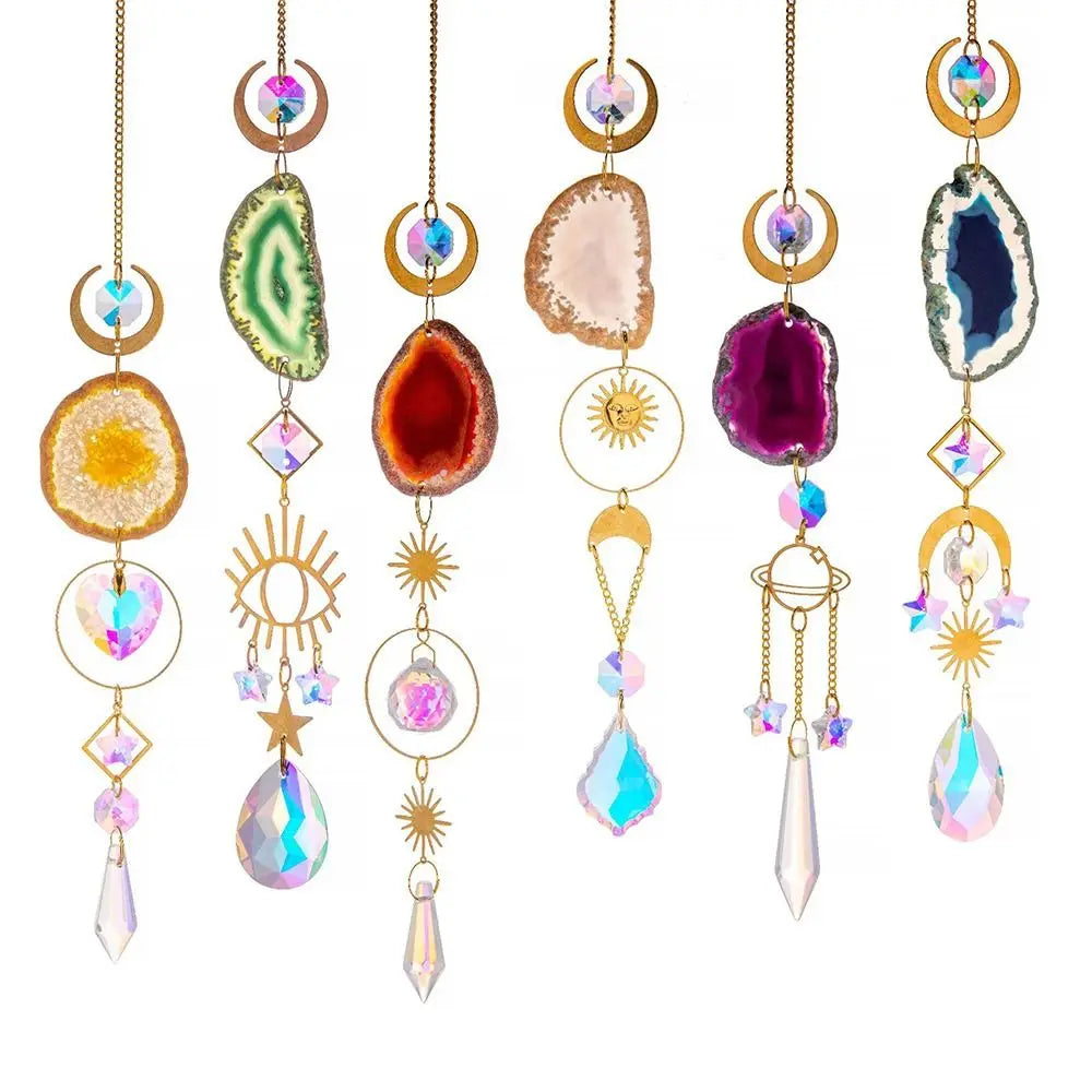 Earthly Ello Natural Crystal Agate Stone Hanging Sun Catcher