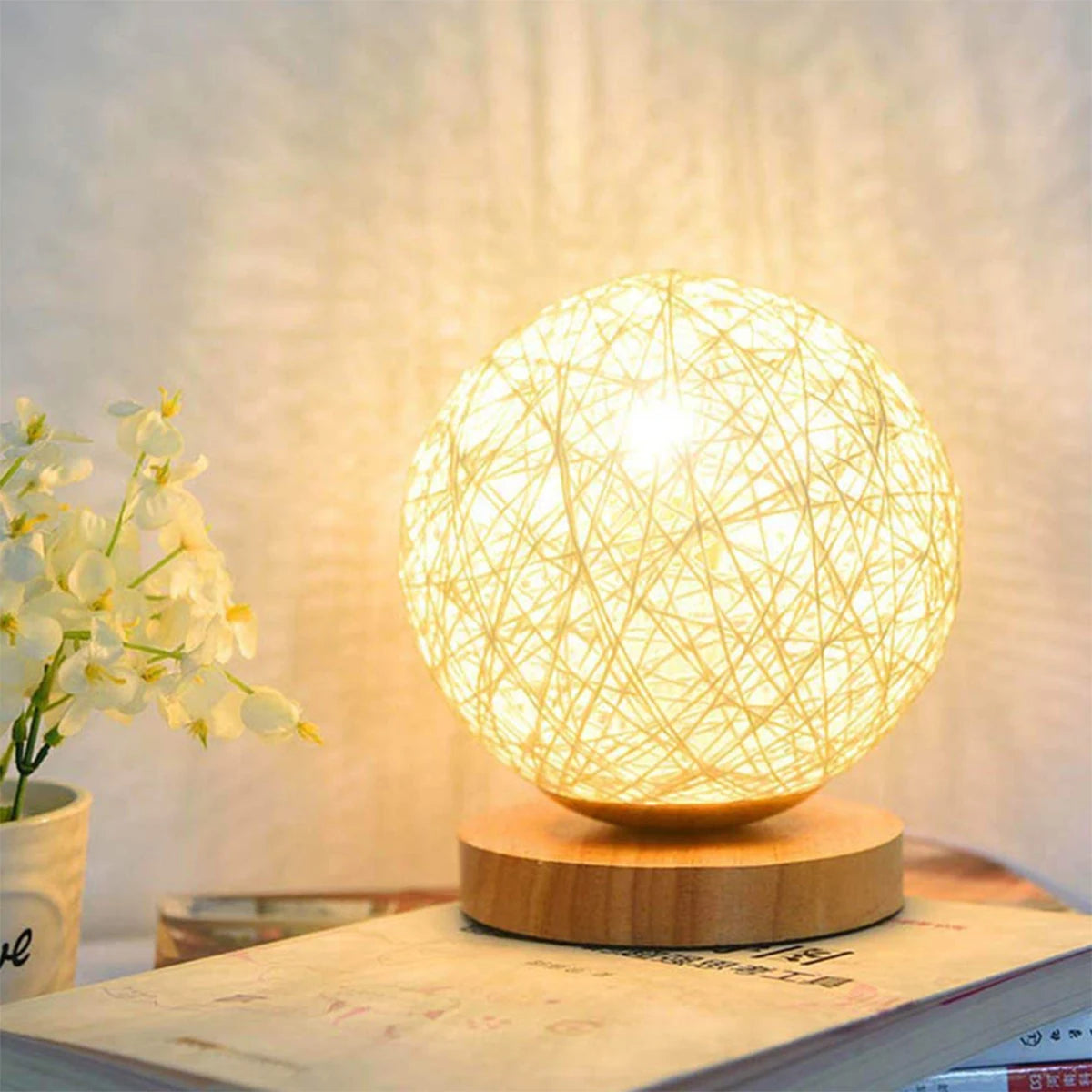 Earthly Ello LED Rattan Ball USB Night Light