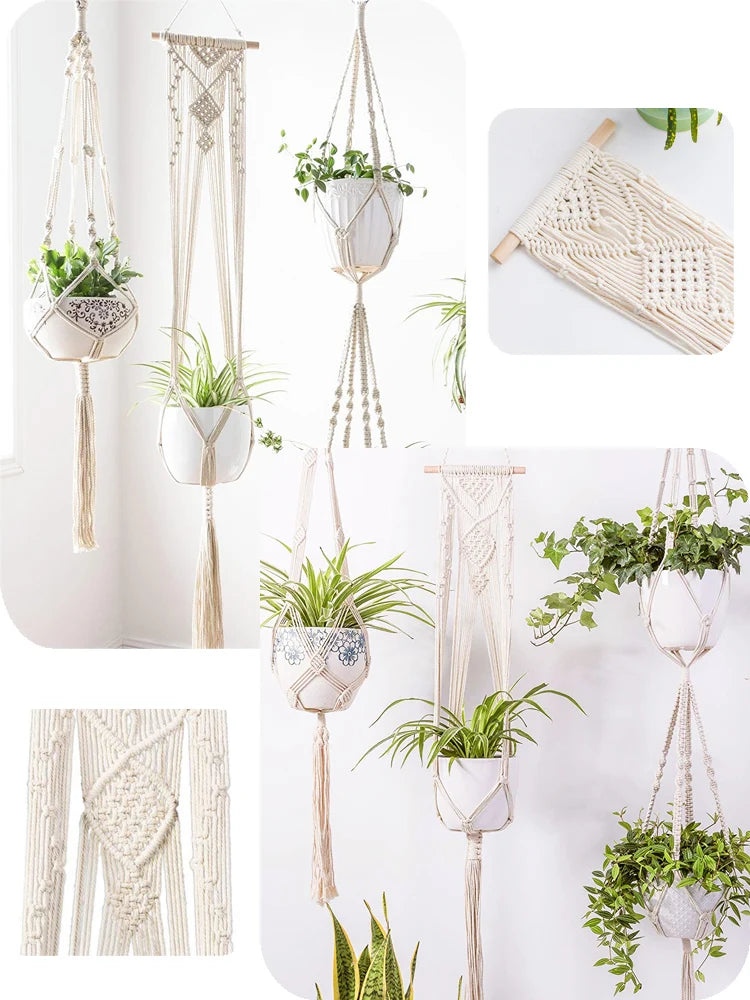 Earthly Ello Handmade Macrame Hanging Plant Pot Holder