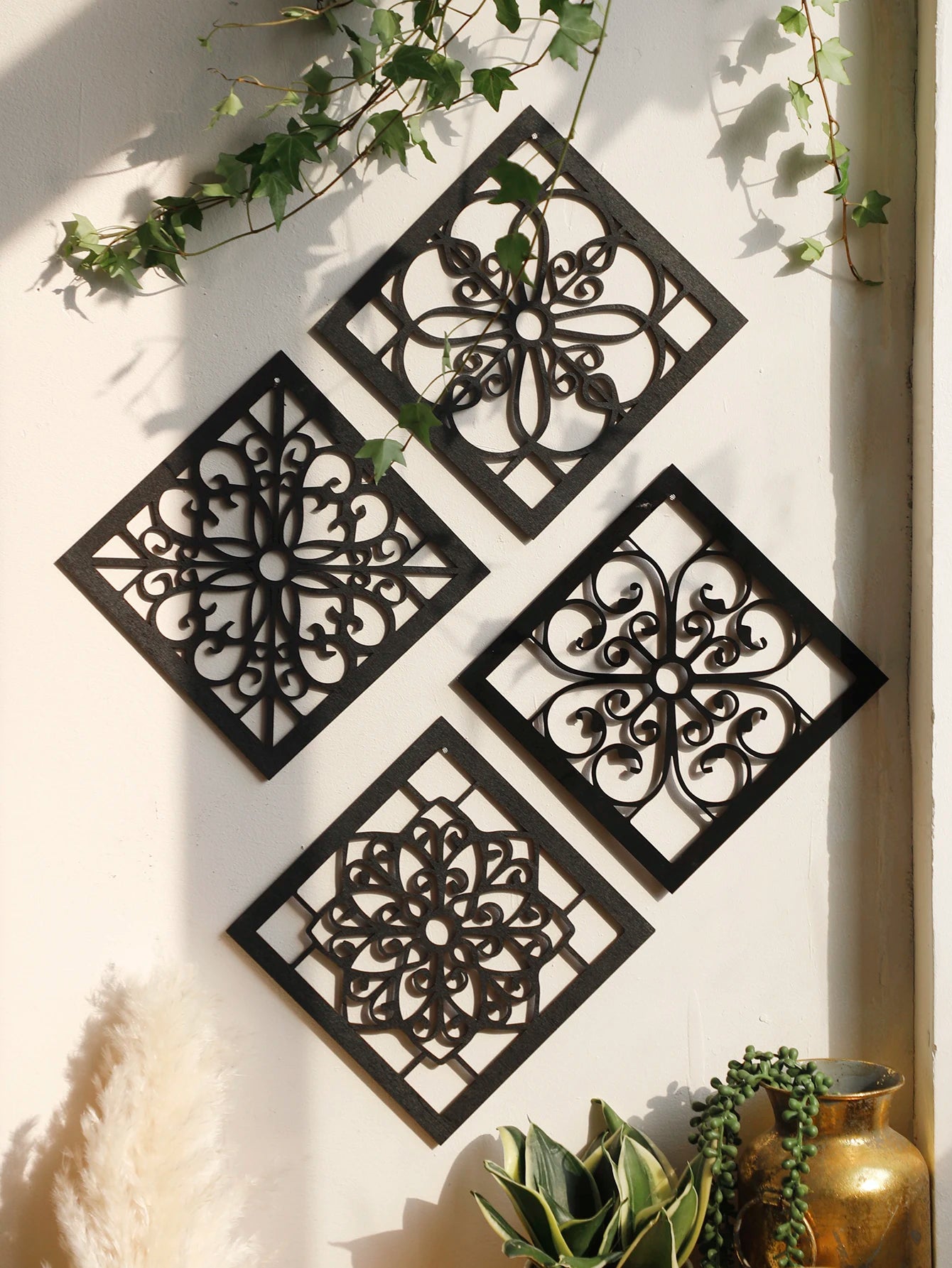 Earthly Ello Boho Wooden Wall Decor - 4Pcs