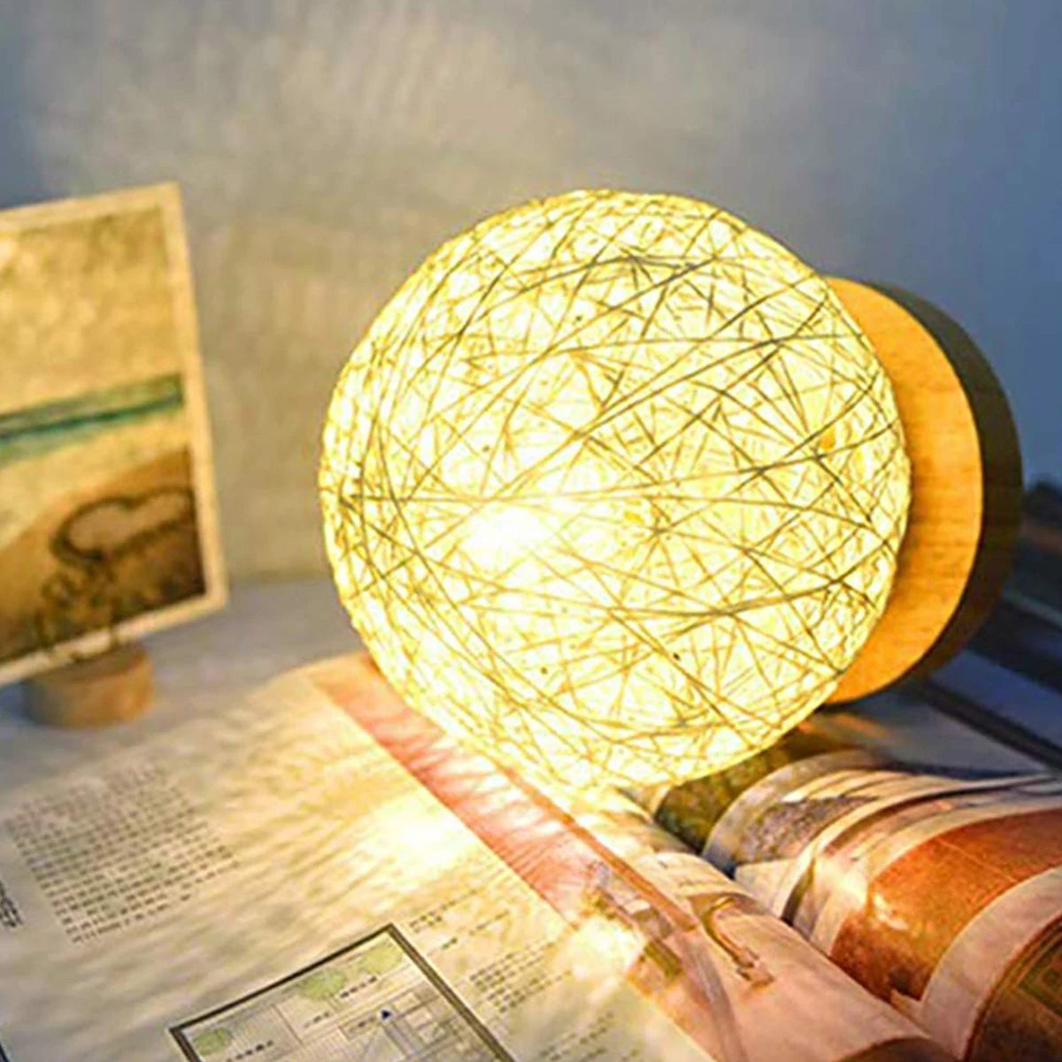 Earthly Ello LED Rattan Ball USB Night Light