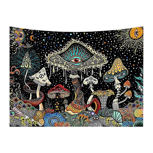 Earthly Ello Boho Trippy Mushroom Wall Tapestry