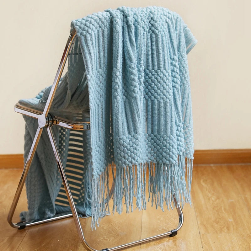 Earthly Ello Boho Waffle Knitted Blanket