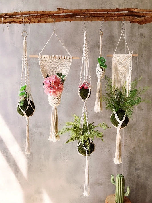 Earthly Ello Handmade Macrame Hanging Plant Pot Holder