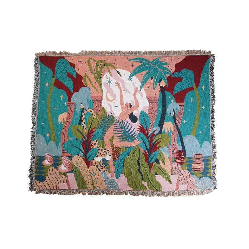 Earthly Ello Boho Forest Dancer Throw Blanket Home Decor Tapestry